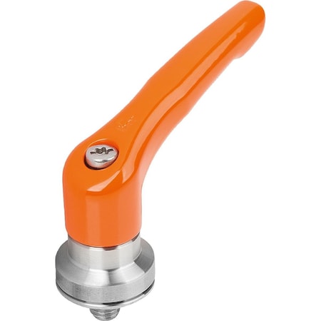 Adjustable Handle W Clamp Force Intensif Size:4 M10X50, Zinc Orange Ral2004, Comp:Stainless Steel